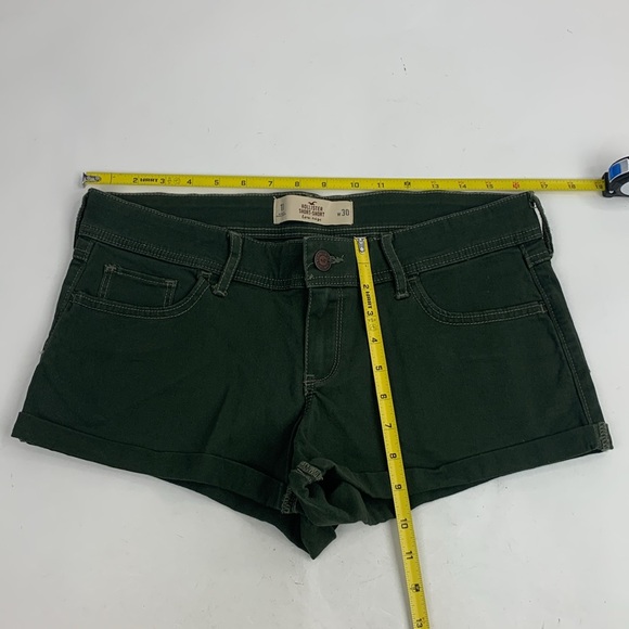 Hollister Short Short Low Rise shorts Size 11/30 stretch Dark green rolled hem - Picture 7 of 10